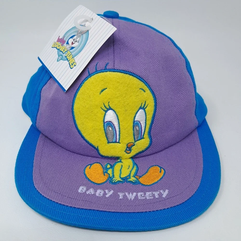 Vintage 1998 Baby Looney Tunes Tweety Bird Toddler Hat Cap Elastic Back NWT 90s